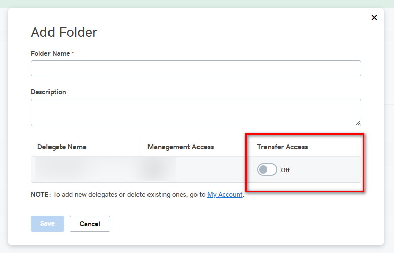 GoDaddy dialog box to add a folder