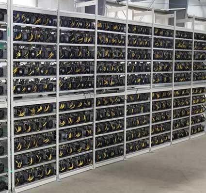 Cryptocurrency mining rigs inside a facility operated by DMG Blockchain. (Photo: DMG Blockchain)