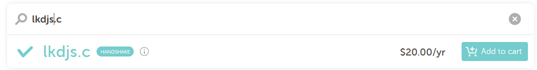 Handshake search result at Namecheap